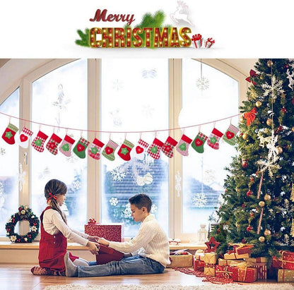 24x Adventskalender Filz Kette Weihnachtskalender Set Kinder Deko 15x10cm