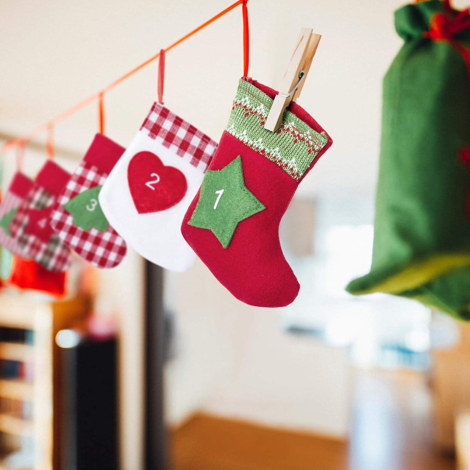 Kesote Adventskalender Weihnachtskalender Kette Filz Säckchen für Kinderflashdata