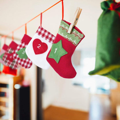 Kesote Adventskalender Weihnachtskalender Kette Filz Säckchen für Kinderflashdata