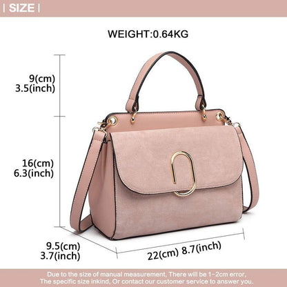 Elegante Miss Lulu Damen Handtasche Rosa Kunstleder