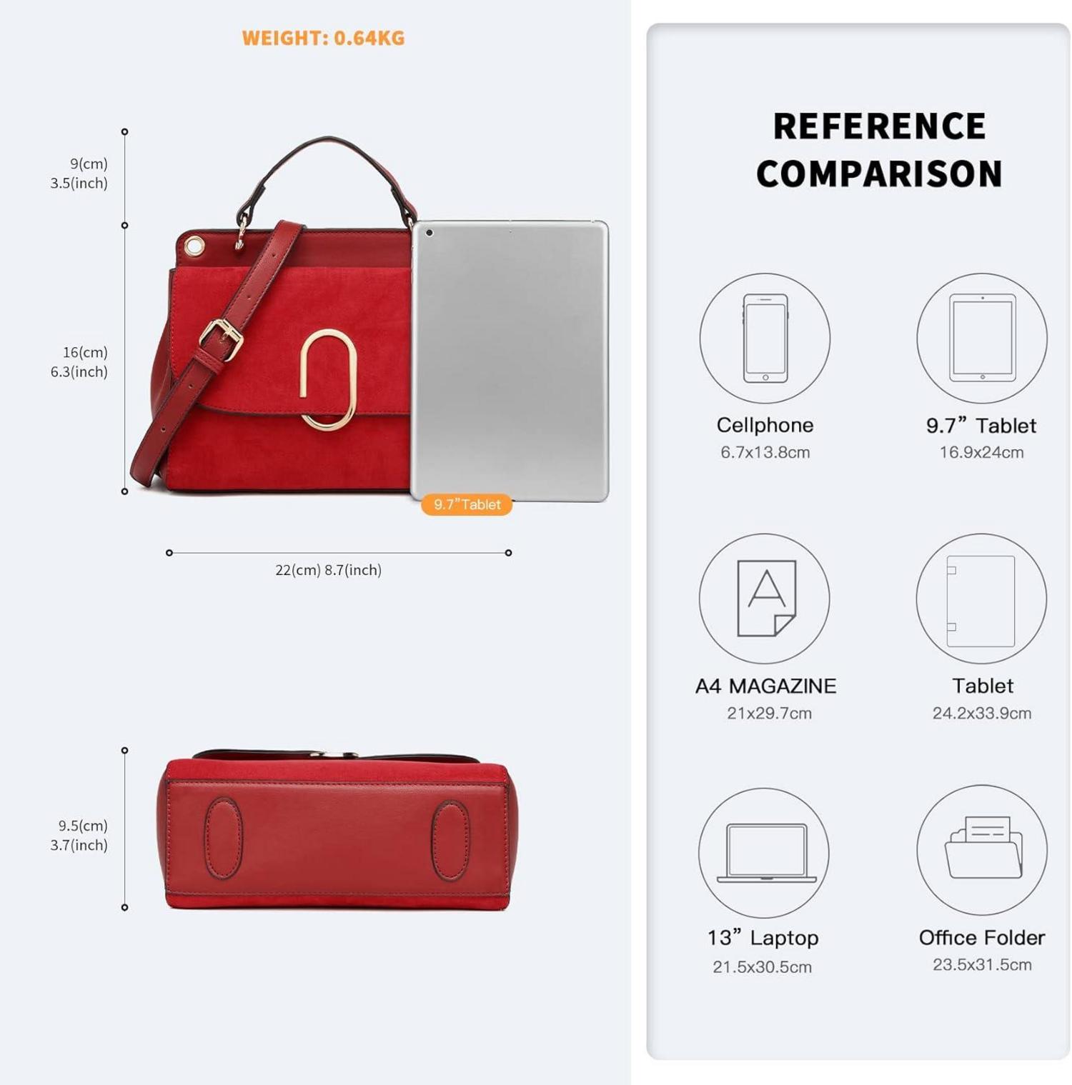 Elegante Damen Umhängetasche Klein Schultertasche Kunstleder Rot