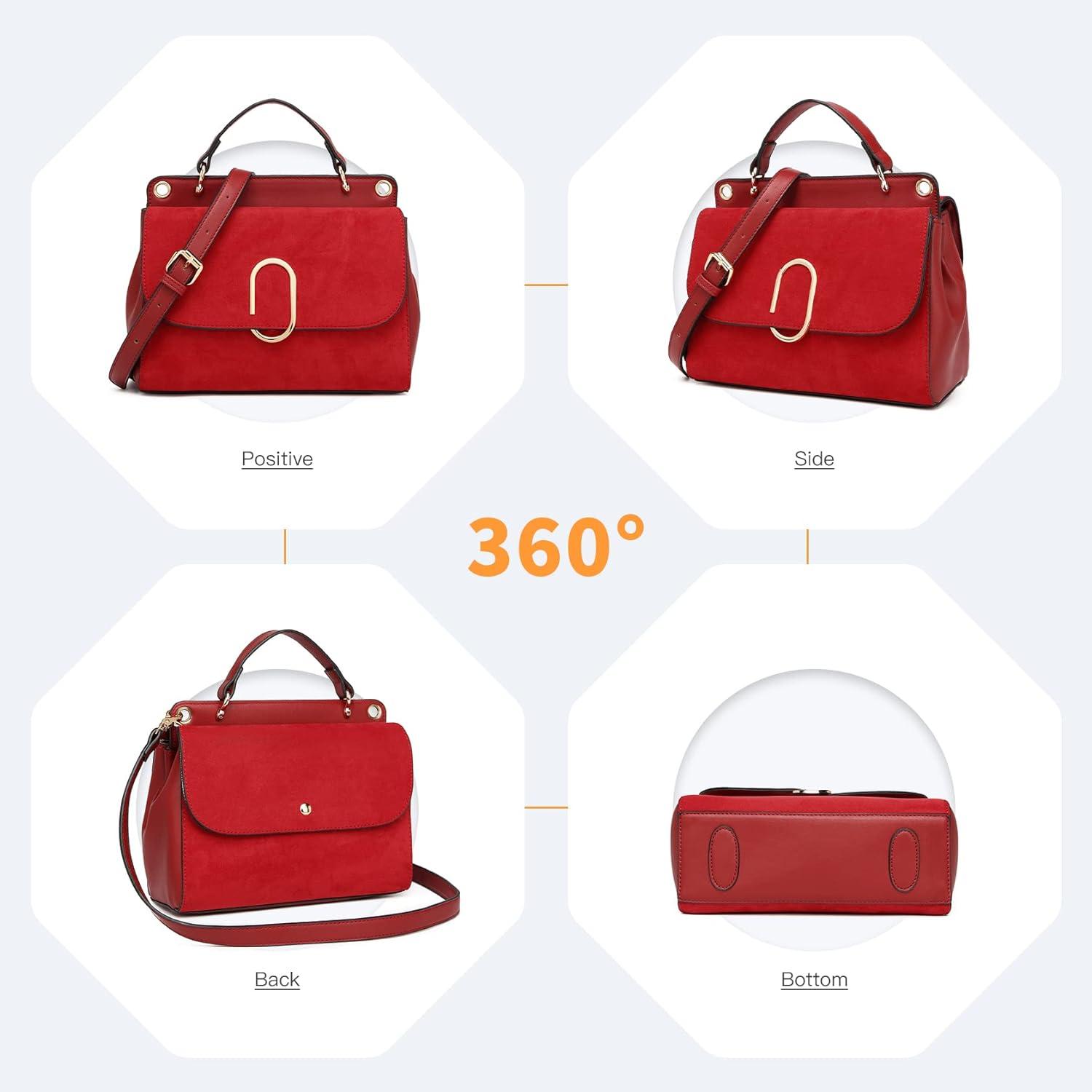 Elegante Damen Umhängetasche Kunstleder Schultertasche Rot
