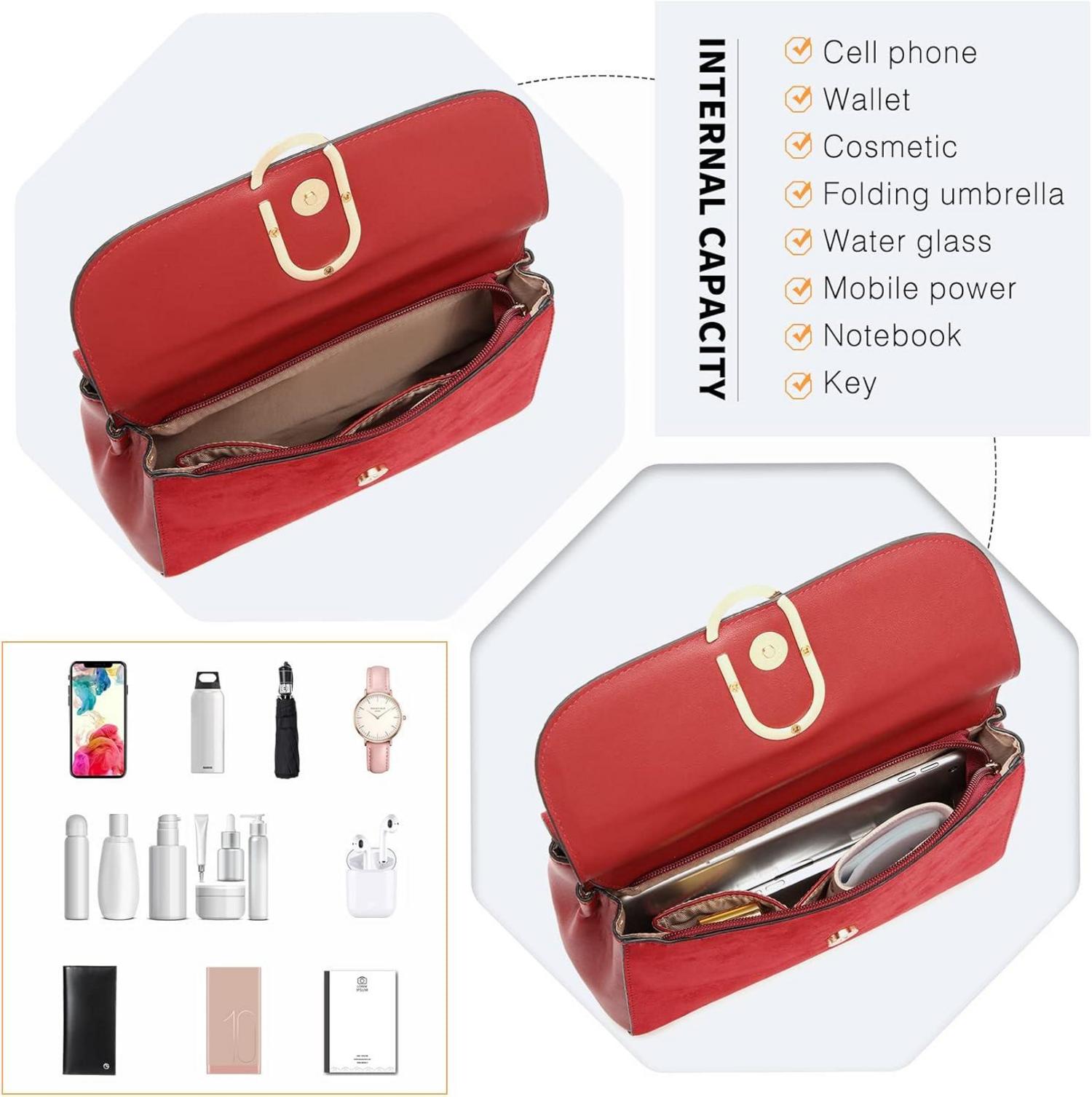 Elegante Damen Handtasche klein rot Schultertasche