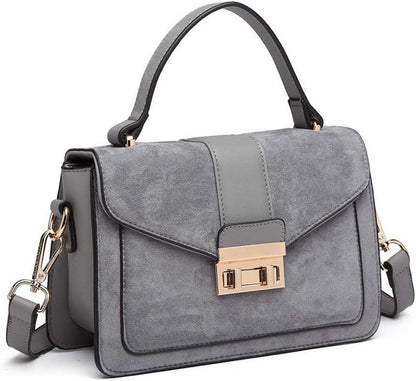 Elegante Miss Lulu Damenhandtasche Schultertasche Henkeltasche Schwarz