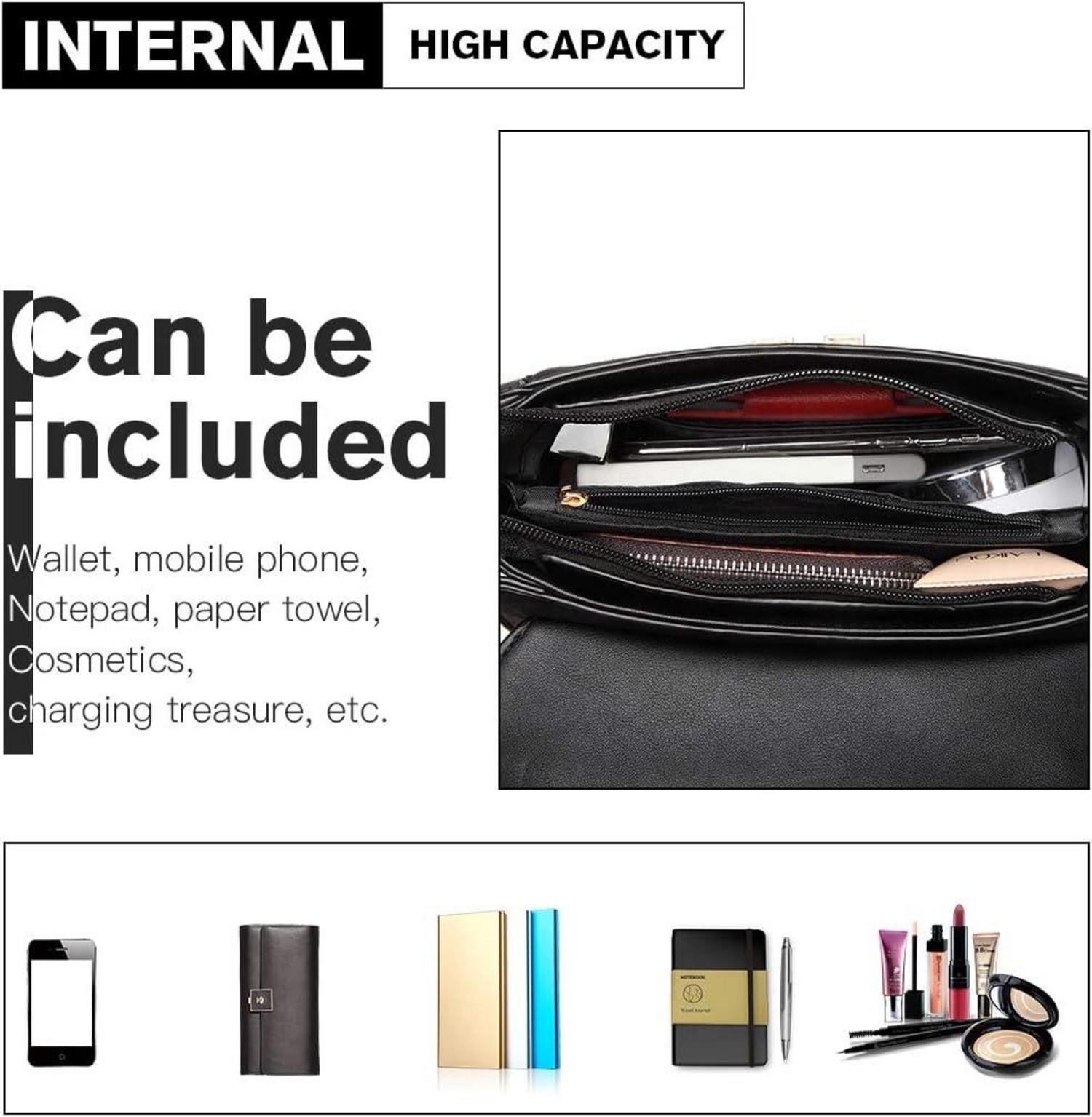 Damen Handtasche Umhängetasche Schultertasche Kunstleder Schwarz