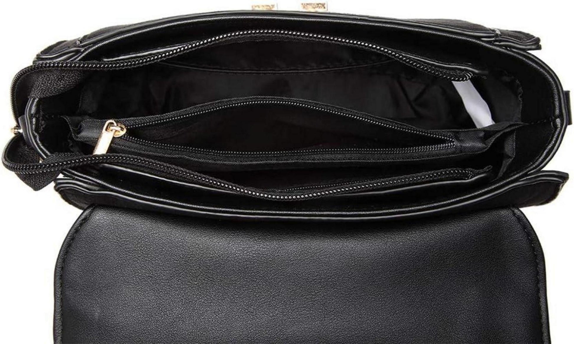 Miss Lulu Damen Handtasche Klein Henkeltasche Schultertasche Schwarz