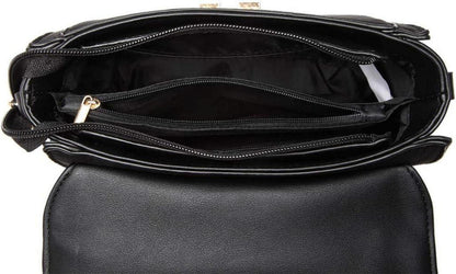 Miss Lulu Damen Handtasche Klein Henkeltasche Schultertasche Schwarz