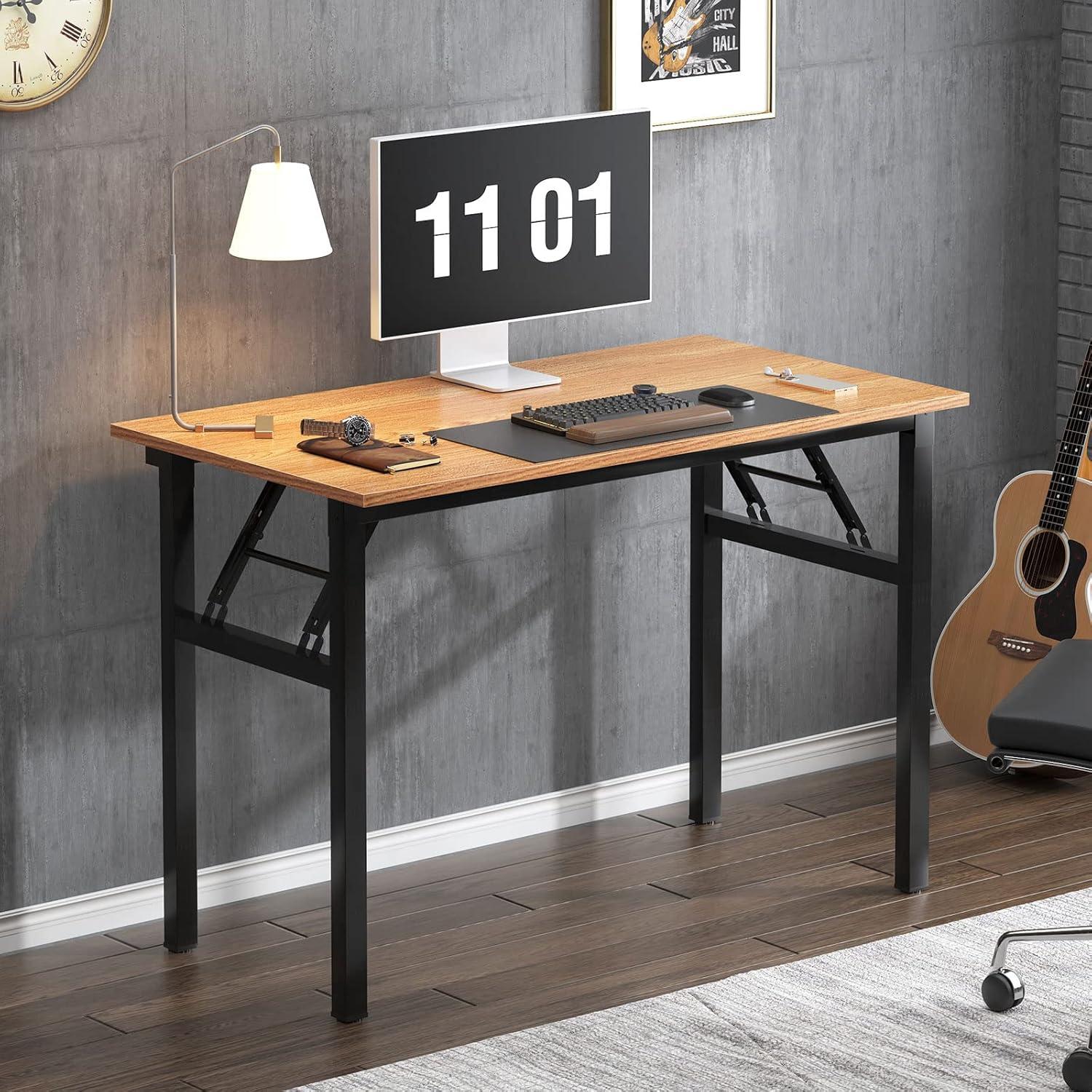 Klappbarer Schreibtisch 100 x 60 x 75 cm Teak & Schwarz