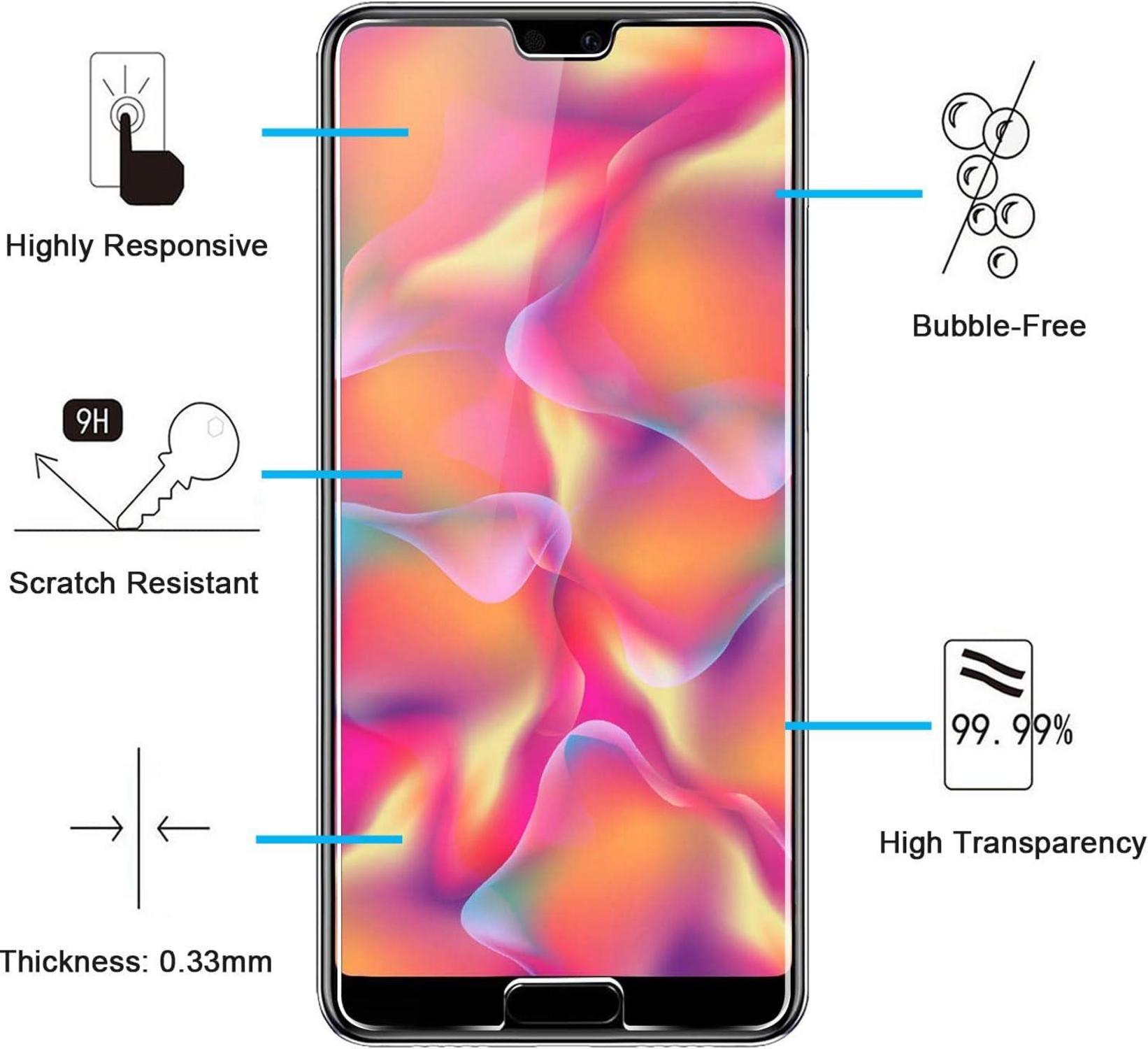 Panzer Schutz Glas Huawei P20 2 Stück 9H Härte HD