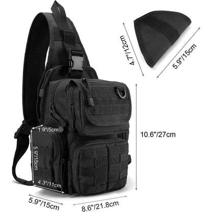 Taktische Brusttasche Schwarz | Militär Schultertasche mit