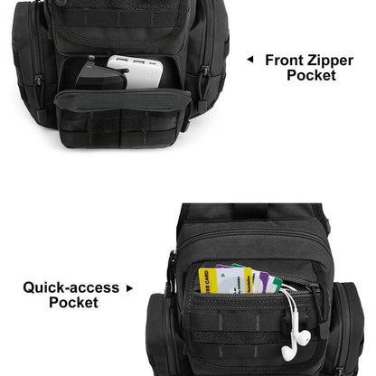 Taktische Brusttasche Schwarz | Militär Schultertasche mit