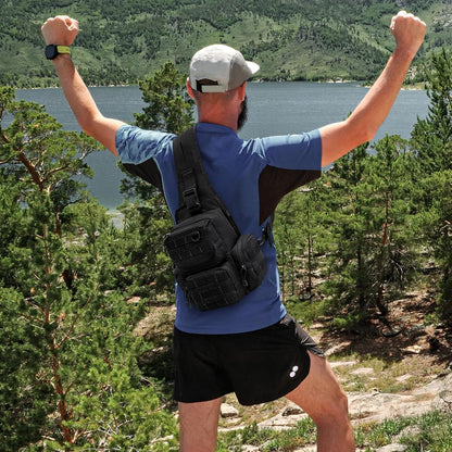 Taktische Brusttasche Schwarz | Militär Schultertasche mit
