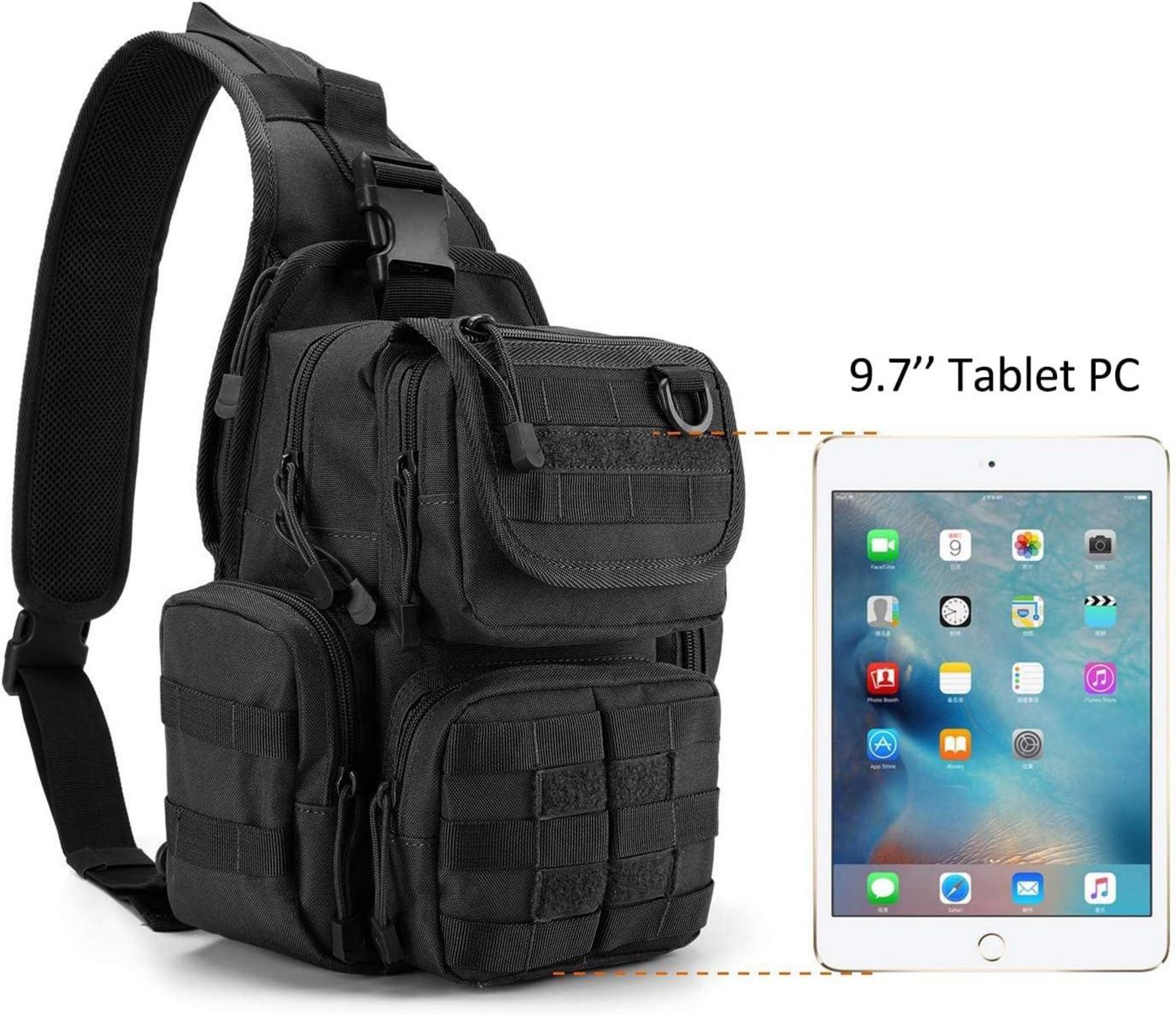 Taktische Brusttasche Schwarz | Militär Schultertasche mit