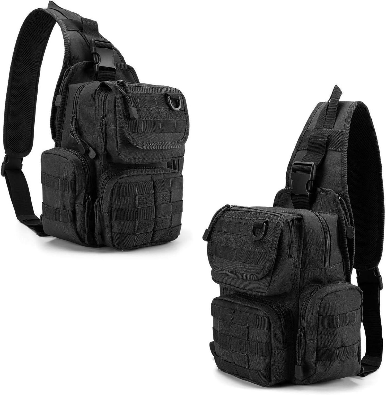 Taktische Brusttasche Military Schultertasche Crossbody Bag Schwarz