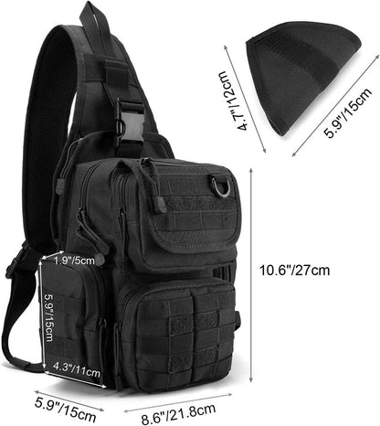 Taktische Brusttasche Militär Umhängetasche Sling Pack Schwarz