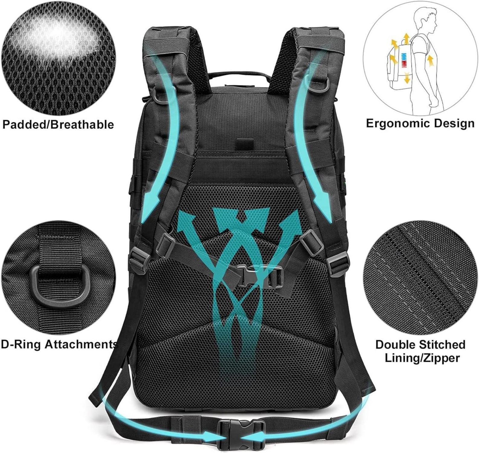 Großer Militär-Rucksack 40L für Outdoor-Aktivitäten, Camping, Wandern