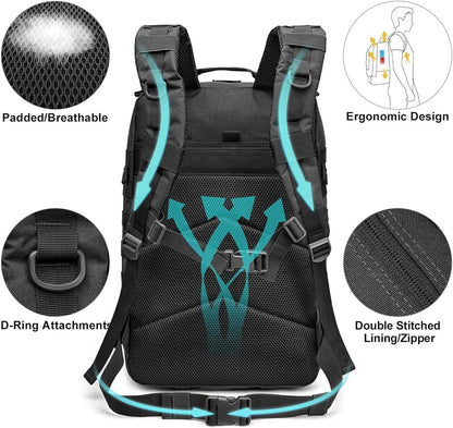 Großer Militär-Rucksack 40L für Outdoor-Aktivitäten, Camping, Wandern