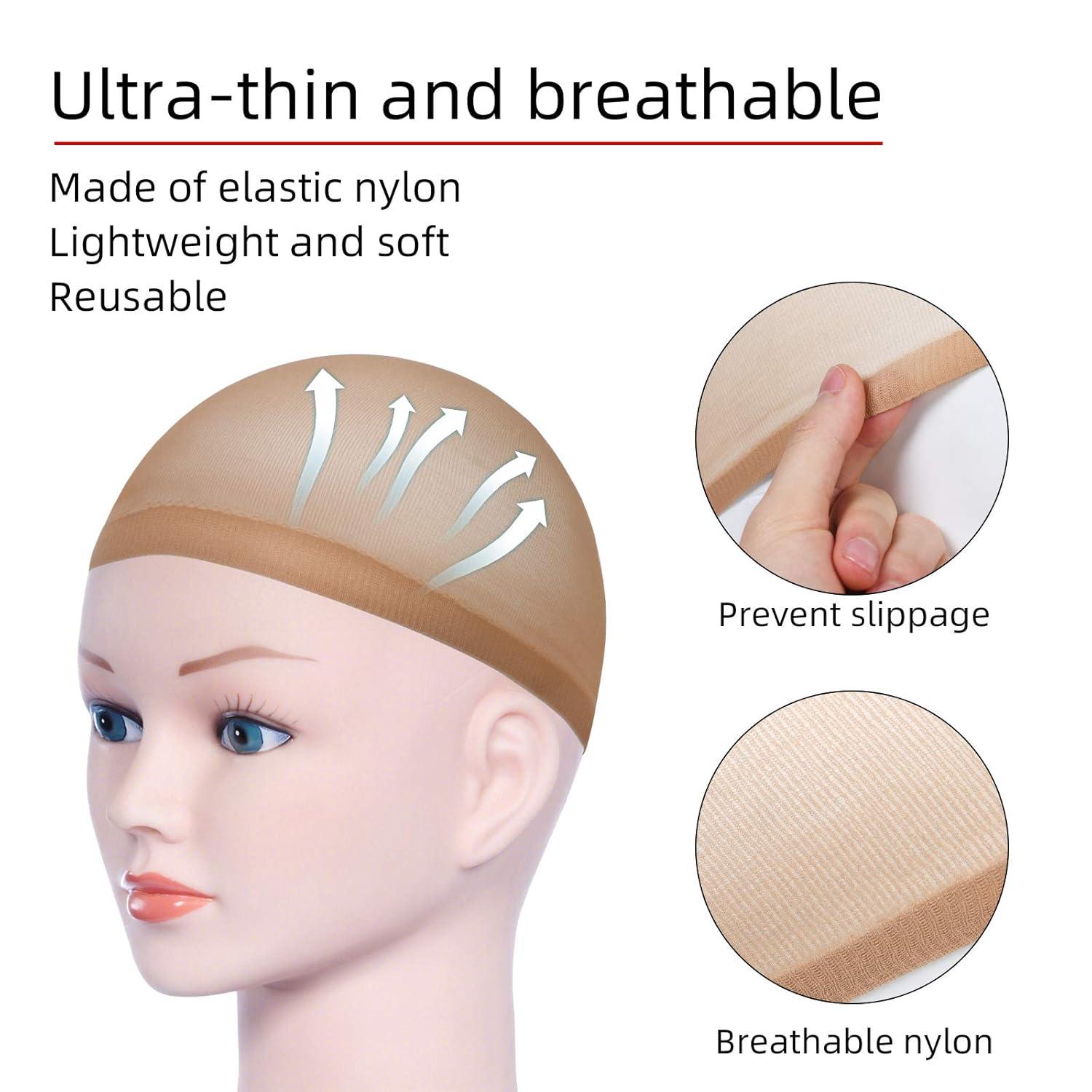 URAQT Haarnetz Wig Cap 4 Stück Nylon Atmungsaktiv Hautfarben Perücke Kappen