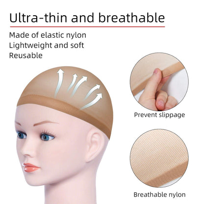 URAQT Haarnetz Wig Cap 4 Stück Nylon Atmungsaktiv Hautfarben Perücke Kappen