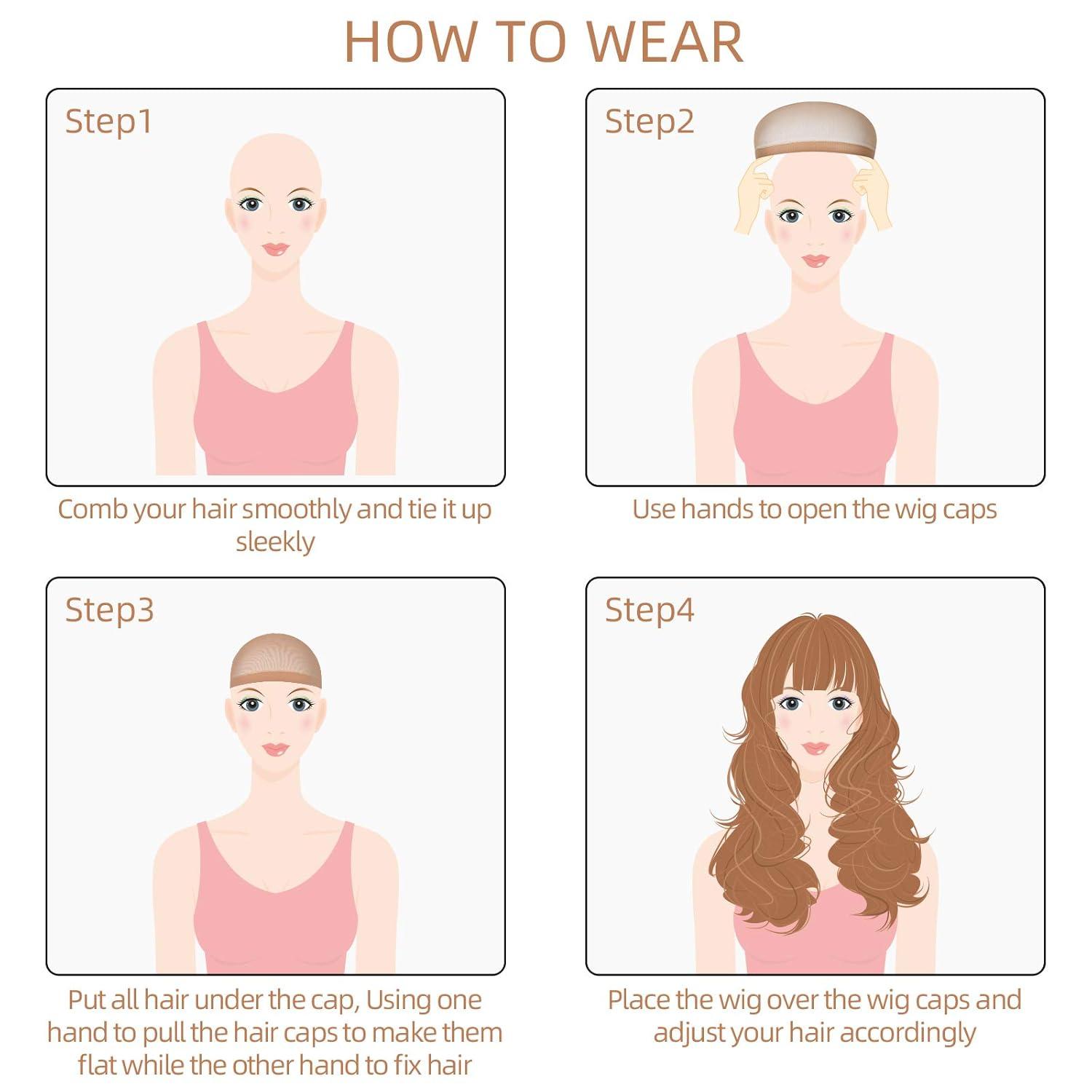 Haarnetz Wig Cap 4 Stk. Dehnbare Nylon Perücke Kappen Beige