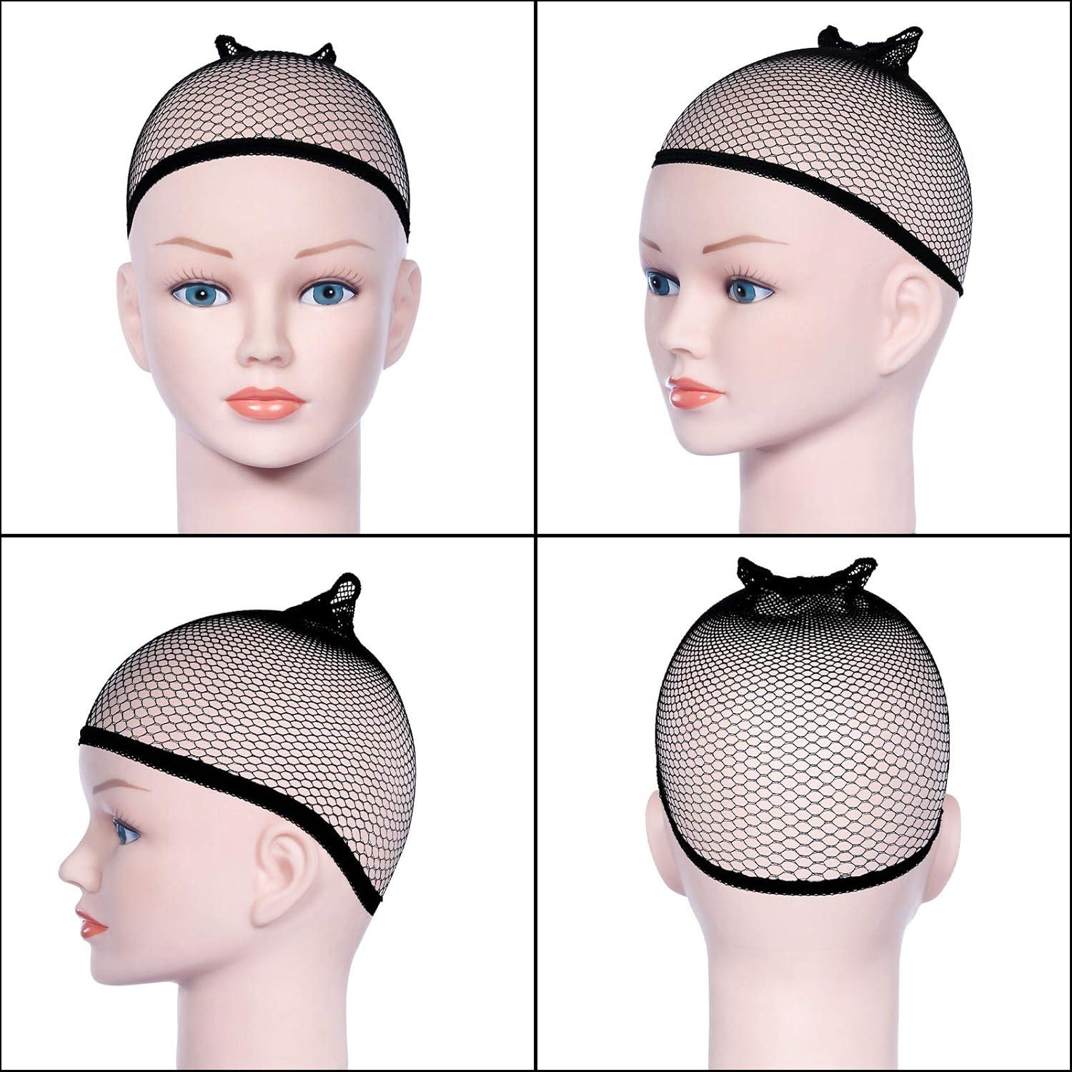 Wig Cap 4er Pack Schwarz Mesh Nylon Haarnetz Dehnbare Perückekappe