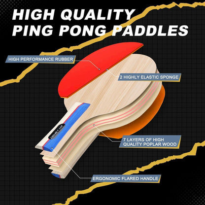 Tischtennisschläger Set mit 2 Schläger, 3 Bällen - für