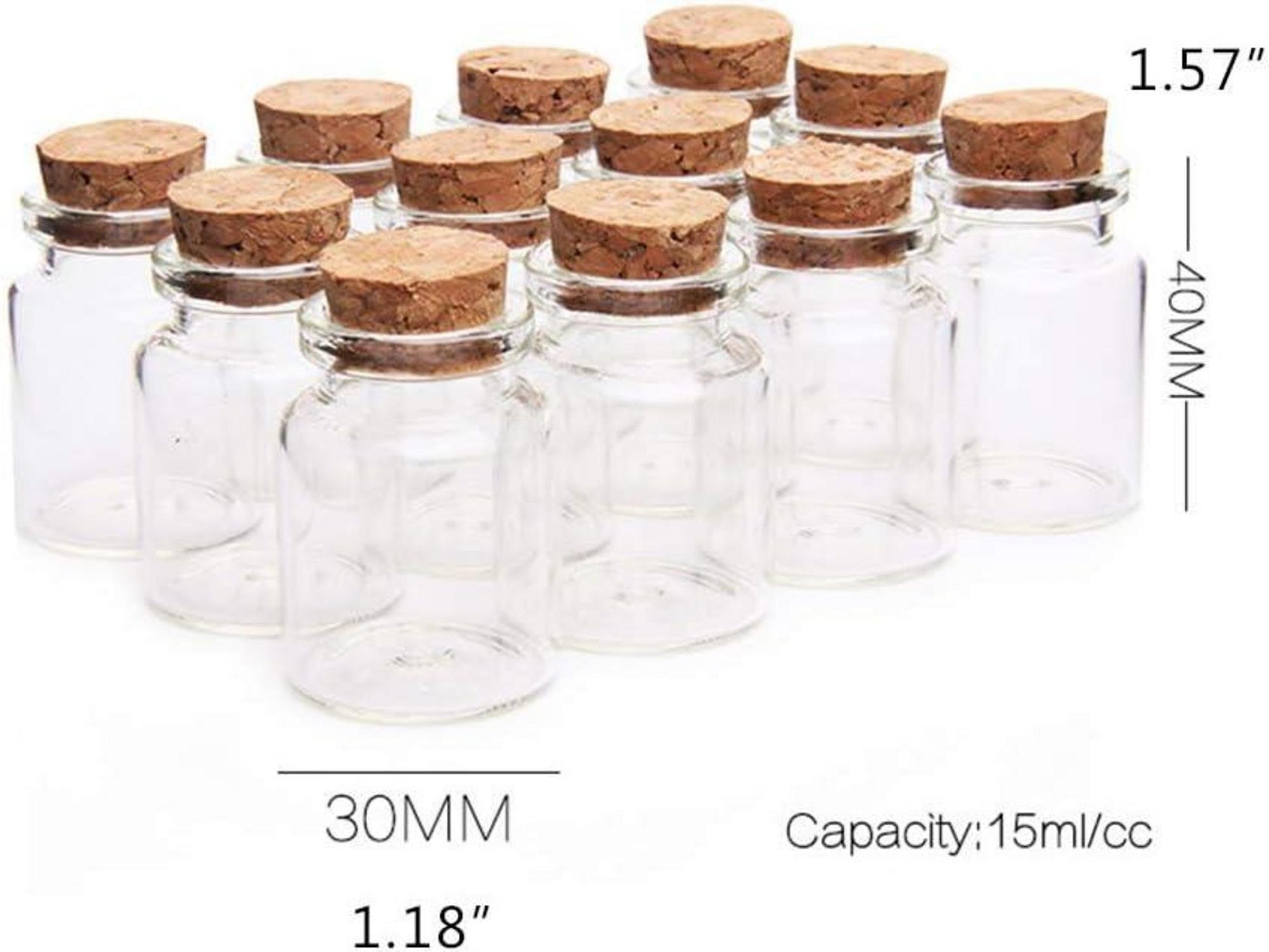 Miniatur Glasflaschen Klarglas Korkverschluss 15ml 20er Set