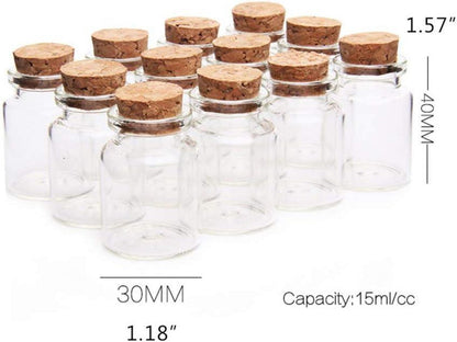 Miniatur Glasflaschen Klarglas Korkverschluss 15ml 20er Set