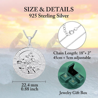 FJ Heiliger Christophorus Kette 925 Silber Antik Talisman Schmuck