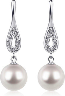 Perlen Ohrringe Silber 925 Perle CZ Diamant Ohrringe Damen 8mm