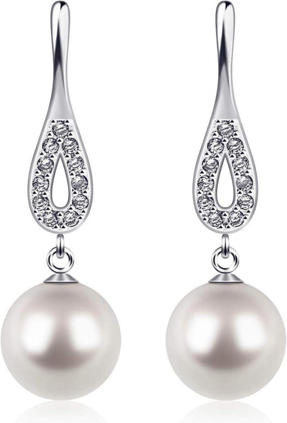 Perlen Ohrringe Silber 925 Perle CZ Diamant Ohrringe Damen 8mm