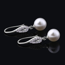 D.Perlla Silber Ohrringe 925 Perle 8mm CZ Diamant Vintage