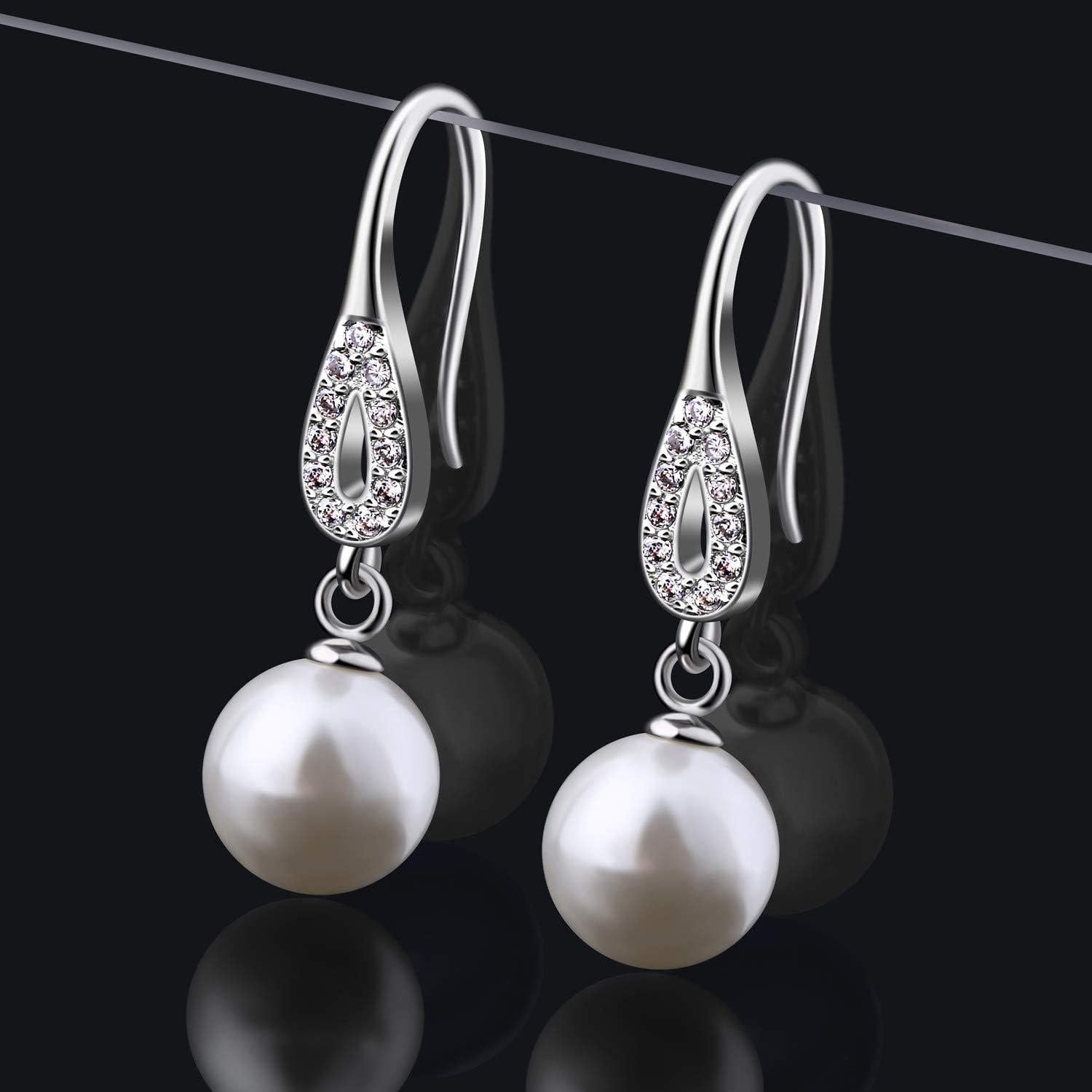 Perlen Ohrringe Silber 925 Perle CZ Diamant Ohrringe Damen 8mm