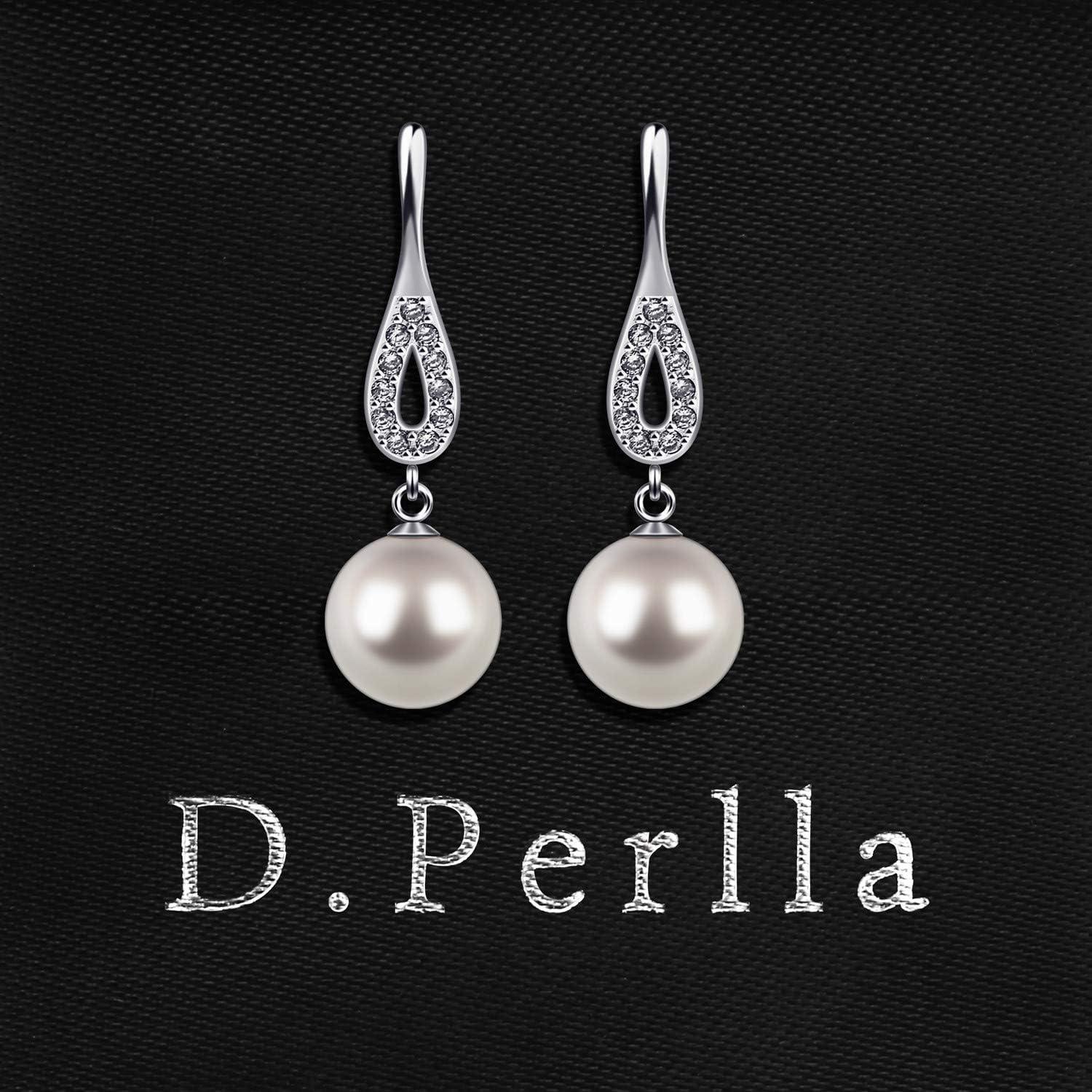 D.Perlla Silber Perlen Damen 925 8mm CZ Diamant Ohrringe