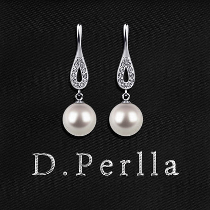 D.Perlla Silber Perlen Damen 925 8mm CZ Diamant Ohrringe