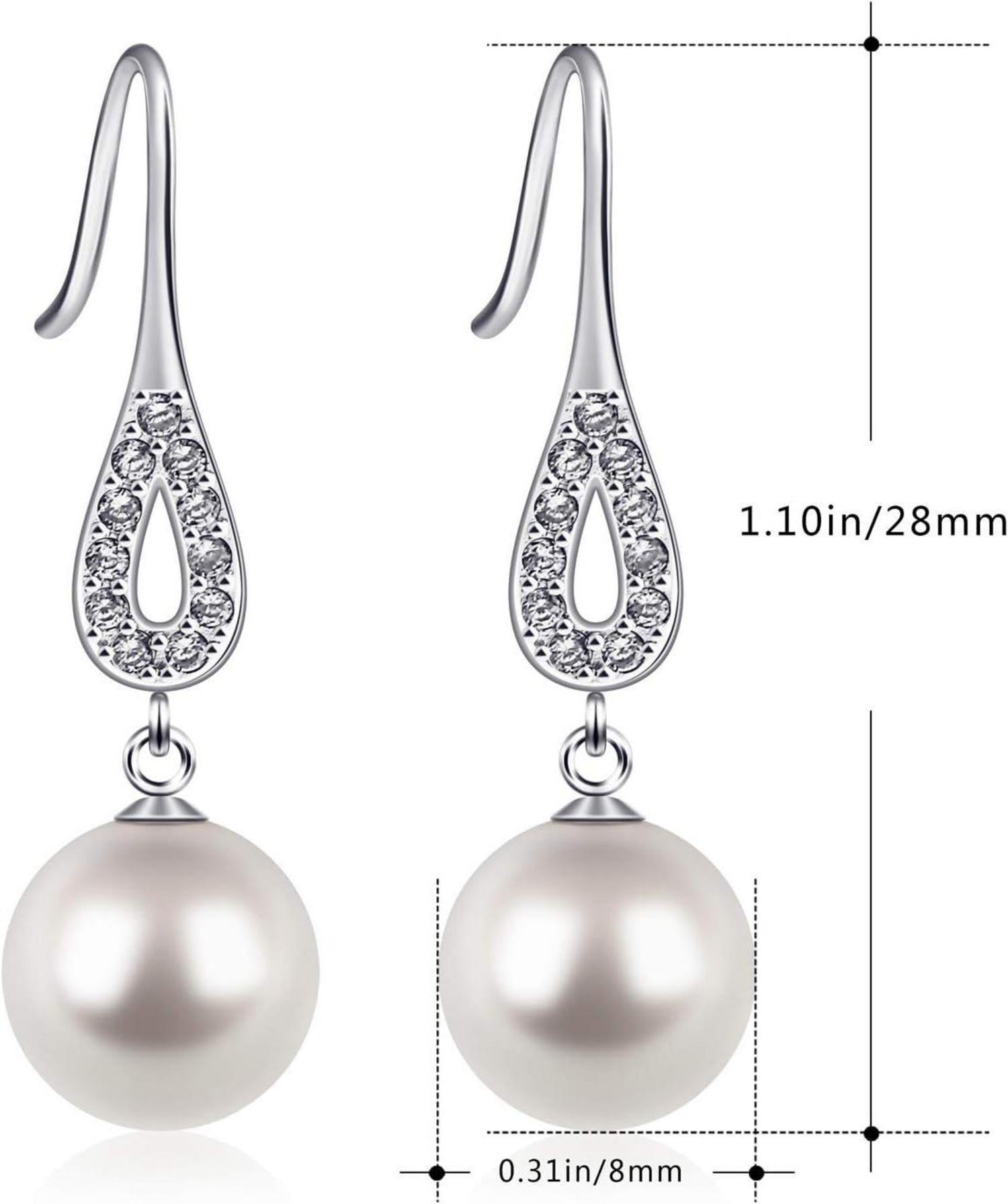 D.Perlla Silber Ohrringe 925 CZ Diamant Perlen 8mm Vintage Baumschmuck