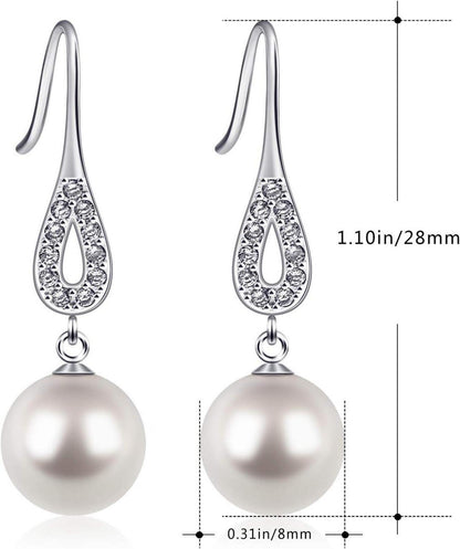 D.Perlla Silber Ohrringe 925 CZ Diamant Perlen 8mm Vintage Baumschmuck