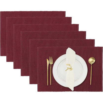 Tischsets 6er Set Poly Baumwolle Maron 19x13 Zoll