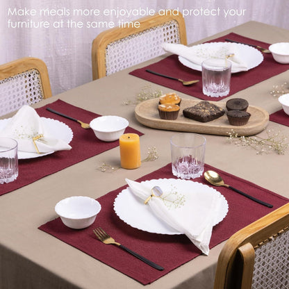 Tischsets 6er Set Poly Baumwolle Maron 19x13 Zoll