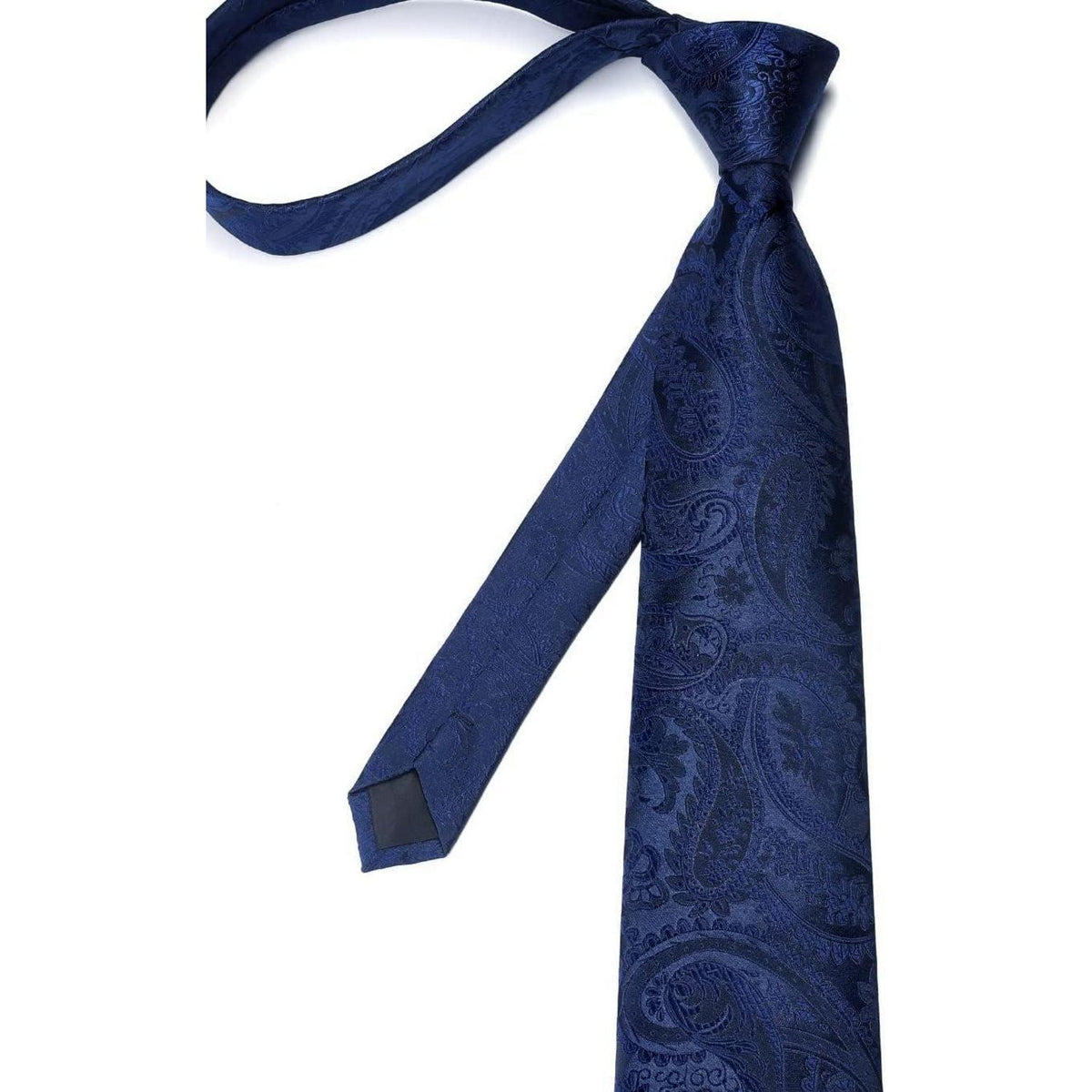 Herren Krawatten-Set mit Einstecktuch, Paisley, Dunkelblau