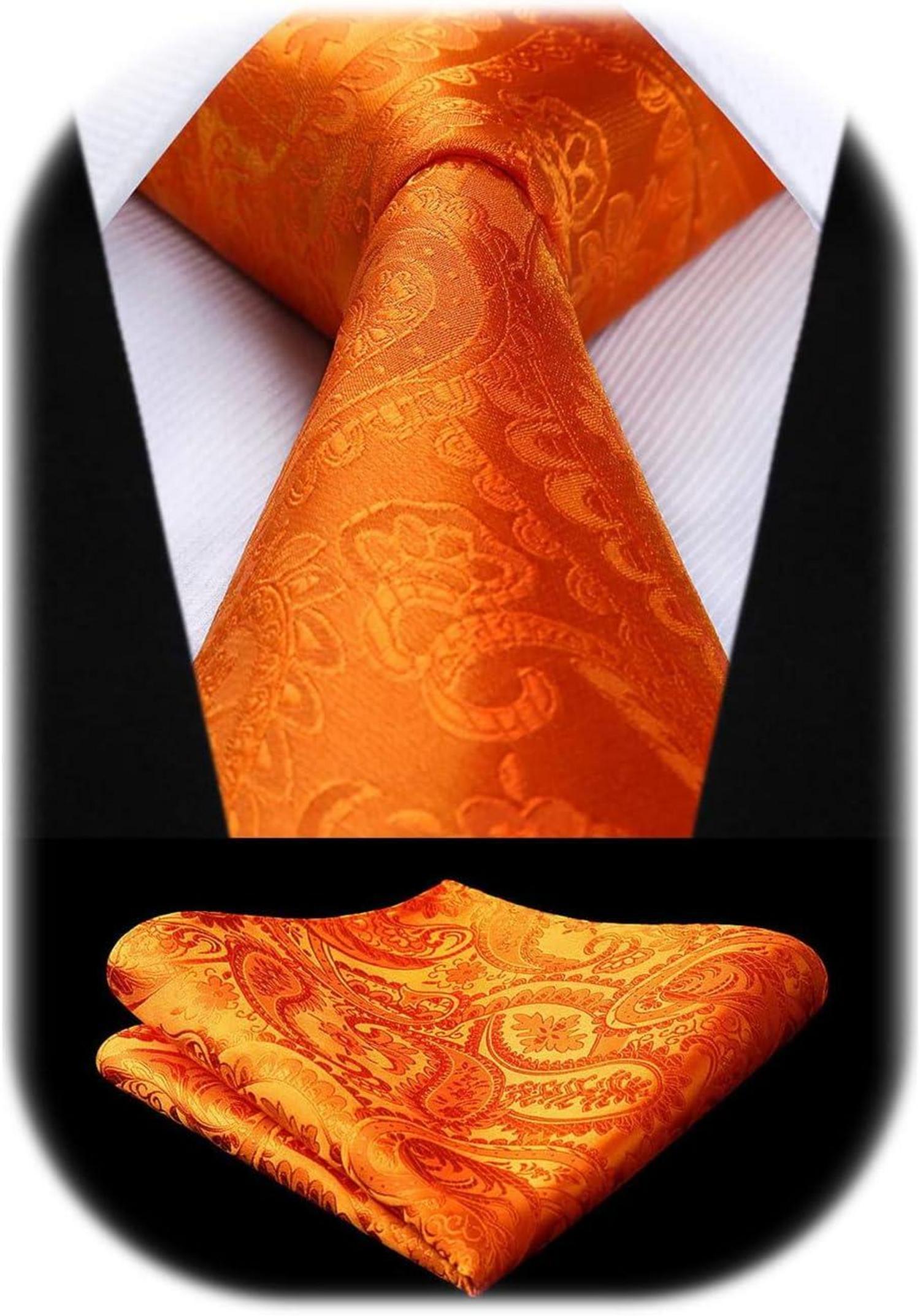 Krawatten und Einstecktuch Set mit Paisley Muster