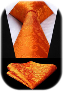 Krawatten und Einstecktuch Set mit Paisley Muster