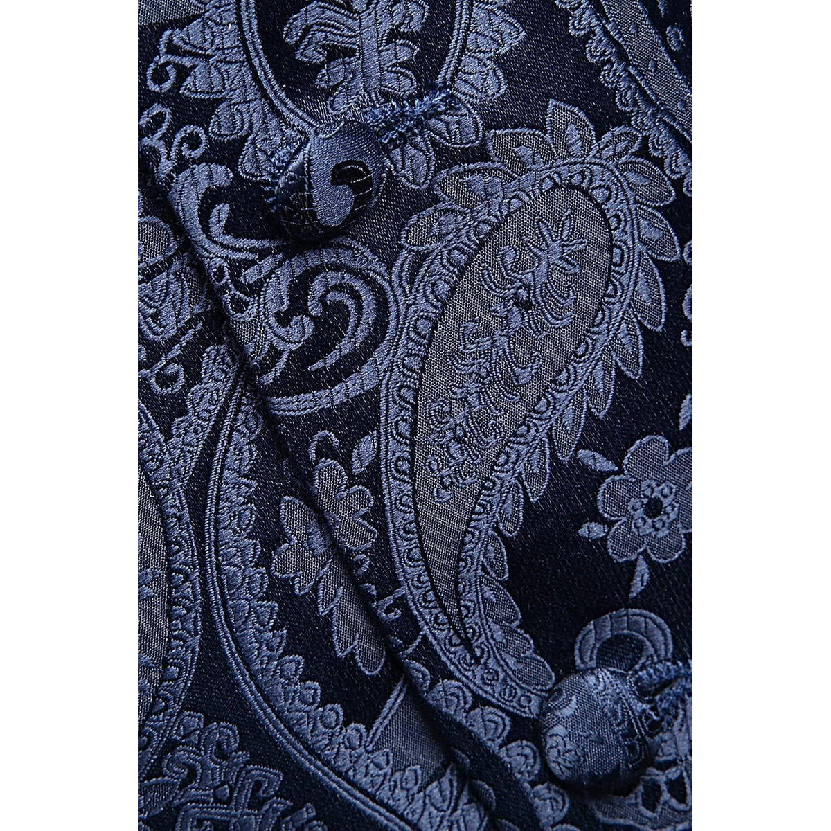 Herren Anzugweste Set Paisley Krawatte Einstecktuch Marine XXL