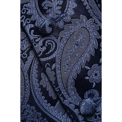 Herren Anzugweste Set Paisley Krawatte Einstecktuch Marine XXL