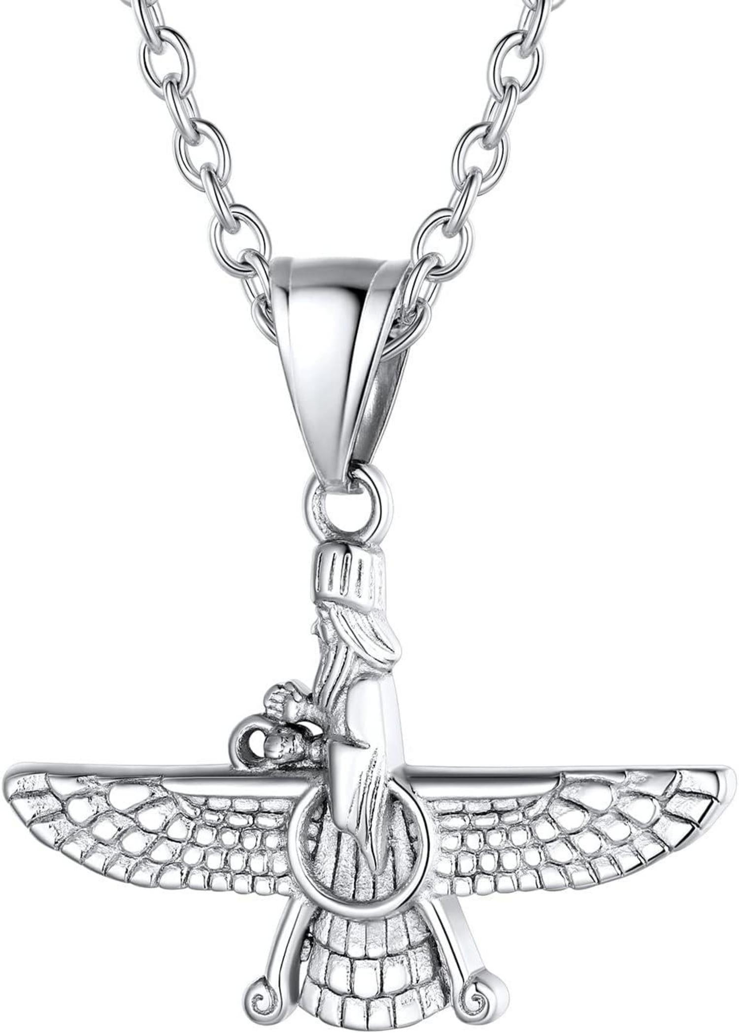 Faravahar Forouhar Anhänger Halskette Edelstahl Zoroastrismus Amulett