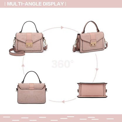 Miss Lulu Damen Handtasche Leder Kleine Umhängetasche Schultertasche Goldfarben Henkel