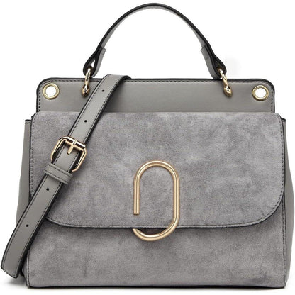 Elegante Damen Schultertasche Kunstleder Grau