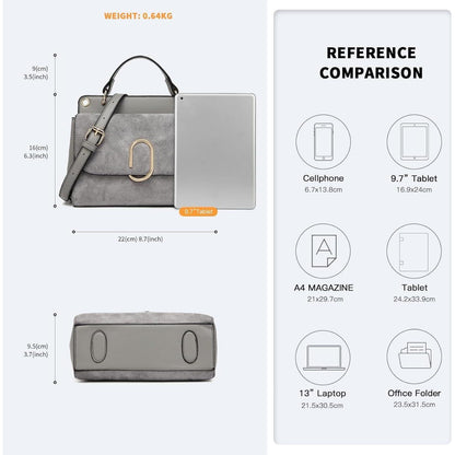 Elegante Damen Schultertasche Kunstleder Grau
