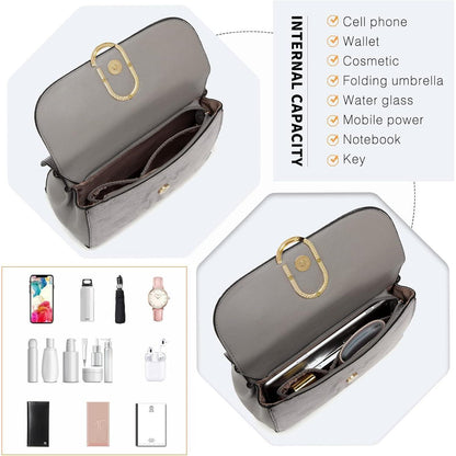 Elegante Damen Schultertasche Kunstleder Grau