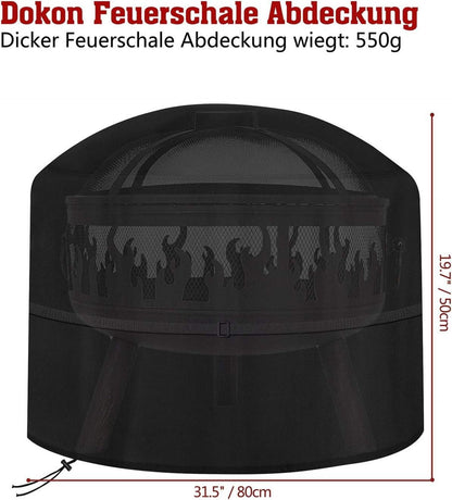 Schutzhülle Feuerschale 80x50cm Oxford Schwarz Wasserdicht